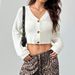 Women's Short Button-Up Knit Cardigan – Oversized Cropped Sweater Coat With Polo Collar, Lightweight Acrylic Blend For Fall & Winter_ecoleips.com