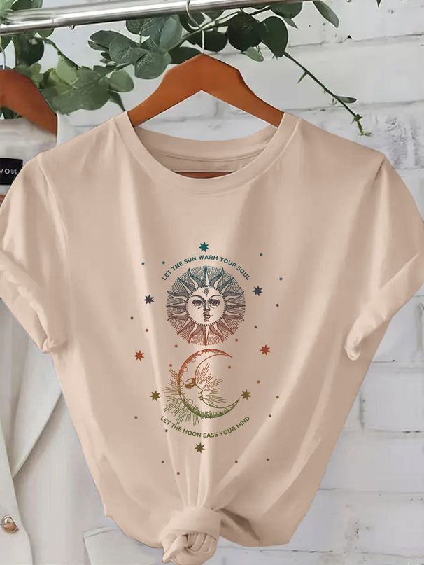 Women's Casual Round Neck Short Sleeve T-Shirt Multi-Color Style Simple Fashionable Sports Top Solid Printed Loose Fit_ecoleips.com
