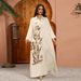 Elegant Embroidered Muslim Dress With Lace Applique & Sequins - Long Sleeve Maxi Abaya For Women (Available In Beige, Green, Blue, S-XXL)_ecoleips.com