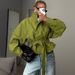 European And American Women's Clothing 2026 Autumn New Fashion Stand Up Collar Tied Waist Short Windbreaker Jacket_ecoleips.com