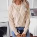 Women's Clothing Women's Knit Sweater Fall Winter Fashion Loose Fit Round Neck Pullover Cable Knit Pattern Acrylic Soft Comfortable Casual Elegant_ecoleips.com