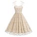 Women's Retro Hepburn Style Bow Halter Mesh Embroidered Dress Christmas Casual Elegant Fashion Thin_ecoleips.com