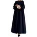 Middle Eastern Abaya Set Dress Muslim Women's Clothing With Tie-Waist Loose-Fitting Long Robe_ecoleips.com