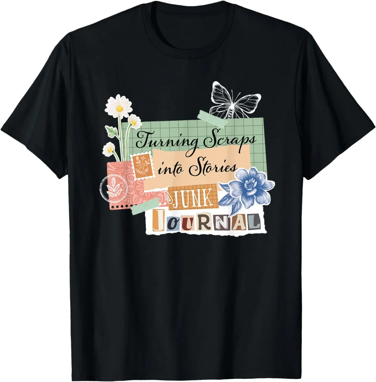 Women's T-Shirts Junk Journal Vintage Scrapbooking Newspaper Letters T-Shirt_ecoleips.com