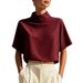 Elegant Mandarin Collar Shirt For Women - Modern Inspired Blouse, Breathable Polyester, Short Sleeve Office Wear, Unique Design_ecoleips.com