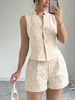 K Ladies' Elegant Solid Color Sleeveless Vest And Shorts Two-piece Set_ecoleips.com