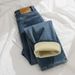 High-Quality Thickened Fleece-Lined Straight-Leg Jeans 2025 Autumn/Winter Warm Slim-Fit Cigarette Pants For Petite Women_ecoleips.com