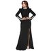 Women's Clothing Solid Color Long Sleeved Hot Diamond Slit Dress_ecoleips.com