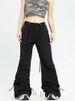 Suitable For All Seasons Drawstring Adjustable American Style Thin Cargo High Street Loose Sweatpants Quick-Dry Slimming Flared Casual Pants For_ecoleips.com