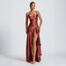 Elegant Satin Halter Dress Style Sexy Slimming Backless Tie Up Women's Party Wear_ecoleips.com