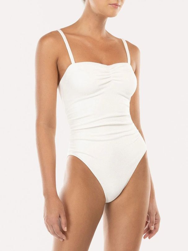 Aria Basics American Order Style Nylon Lycra Stretch Swimsuit With Chest Pads For Women Slimming Milky White One-Piece_ecoleips.com