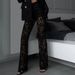 Women's Clothing Slim Drape Lace Solid Color High Waist Casual Flared Pants_ecoleips.com