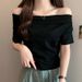 French-Style Design With A Plunging Neckline, One-Shoulder Cut, And Modal Fabric Short-Sleeved T-Shirt Perfect For Wom_ecoleips.com