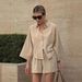 Women's Clothing Spring And Summer Comfortable Simple Cotton And Linen Pocket Lapel Three Quarter Sleeve Shirt Shorts Set_ecoleips.com