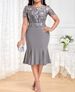 plus Size Patchwork Maxi Dress Embroidered Floral A-Line Skirt Slimming Fit Casual Ankle-Length Summer Cocktail Dress_ecoleips.com