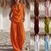 Women's Elegant Two-Piece Set Sleeveless Collared Top And Loose Trousers_ecoleips.com