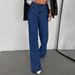 Vintage High-Waisted Straight Leg Jeans For Women – Classic Blue Denim Pants (XS-XXL, No Belt Needed)_ecoleips.com