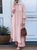h707#Muslim Clothing Two-Piece Spring Autumn New Women's Sleeve Shirt And Long Pants Set_ecoleips.com