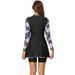 Women's Long Sleeve Split Swimsuit Short Skirt European American Style Sports Surfing Diving Suit_ecoleips.com
