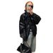 Women's Double Layer Collar Leather Jacket Loose Fit Trendy Black Motorcycle Style Coat Autumn/Winter Elegant Fashion Daily_ecoleips.com