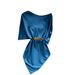 Women's Clothing Temperament Celebrity Satin T Shirt Women's Medium And Long Design Niche Waist Slimming Solid Color Simple Top_ecoleips.com