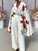 Women's Clothing New Products Printed Pile Collar Long Sleeve Two Piece Suit Trousers Suit_ecoleips.com