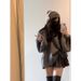girl Plus Size Lazy Style Retro V-Neck Loose Gray Cable Knit Sweater For Women Autumn Winter Outerwear Versatile Thick_ecoleips.com