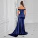 Elegant Off-Shoulder Evening Gown High Slit Long Prom Dress Deep Blue Black Green Formal Party Dress for Banquet Hostess Special Occasions_ecoleips.com