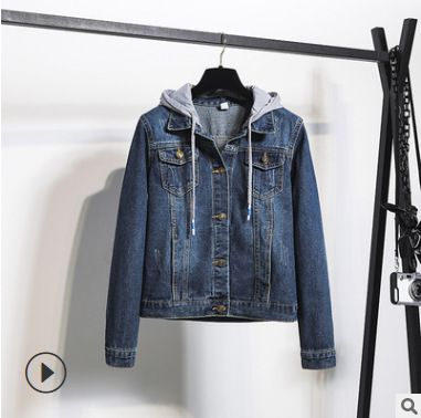 Women's Denim Jacket With Fleece Lining Style Slim Fit Hooded Coat, Casual Long Sleeve Short Crop Top For Students & Work (S-5XL)_ecoleips.com