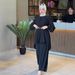 Verve 2025 Muslim Autumn Comfortable Casual Waist-Cinching Batwing Long Sleeve Solid Color Set_ecoleips.com