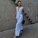 2025 Cotton V-neck Sleeveless Top Vest Long Pants For Women New Solid Color Elegant Commuter Two-piece Set_ecoleips.com
