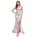Women's Clothing New Solid Color Sequins Sling Backless Elegant Slim Long Banquet Dress_ecoleips.com