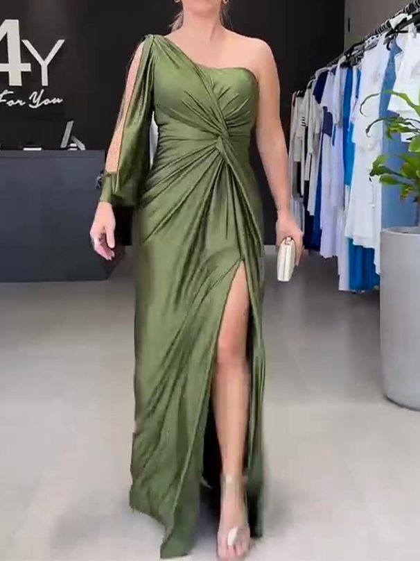 Verve 2025 Spring Fashion Evening Elegant Socialite Waist-Cinching Slim Fit Long Dress For Women_ecoleips.com