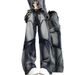 Women's Clothing Retro Patchwork Jeans Dark Style Raw Edge Washed Trousers Hot Girl Loose Design Flared Pants_ecoleips.com