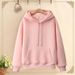 100% Cotton Sweatshirt For Women With Double Layer Hood, White High-end Student Versatile Loose T, Trendy New Couple_ecoleips.com