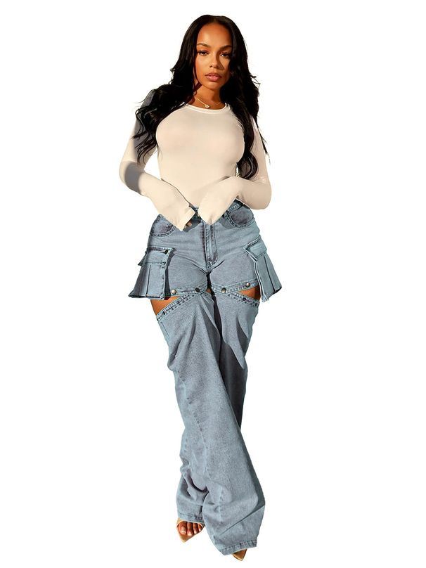 Women's Clothing Stretch Denim Multi-Wear Shorts And Trousers For Women Detachable Fashion Clothing For Formal & Casual For Women_ecoleips.com