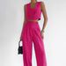 Women's Clothing Straight Summer Slim V Neck Sleeveless Top Vest Two Sets Trousers Cotton Linen Women_ecoleips.com