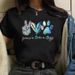 European American Cross-border Foreign Trade Wholesale Clothing Peace And Love Animal Paw Print Round Neck Plus Size_ecoleips.com