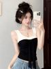 French-Style Bow-Tie Age-Reducing Camisole For Women, Summer Outerwear With Chest Pads, Color-Blocking, Slim-Fit_ecoleips.com