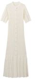 K Women's Fashion Short-sleeved Button-down Knitted Dress_ecoleips.com
