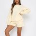 Women's Solid Color Casual Sweater Set Round Neck Long Sleeve Loose Fit Shorts Outfit For Spring Autumn New Style_ecoleips.com