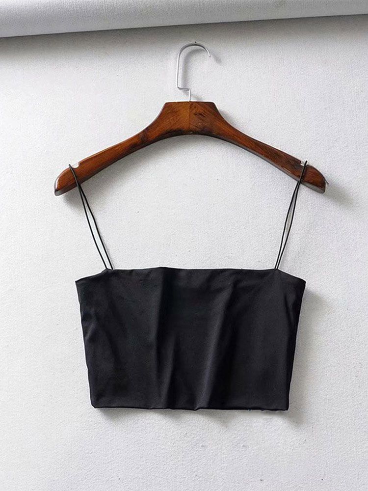 2024 Summer Women's Crop Top Sexy Elastic Cotton Camis Sleeveless Short Tank Top Bar_ecoleips.com
