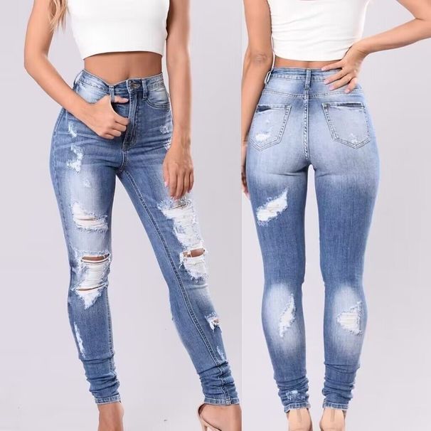 Women's Clothing Denim Ripped Denim Jeans_ecoleips.com