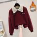 Women's Color-Block Knit Top & Korean Loose Jogger Pants Set - Minimalist Casual Outfit With Contrast Trim_ecoleips.com