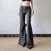 Low Rise Flared Trousers For Women Sexy Basic Casual Suit Pants Gray Fashion_ecoleips.com