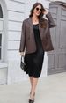 Women Brown Faux Leather Blazer Jacket Lapel Collar Single Breasted Loose Long Sleeve Oversized Moto Coat With Pockets_ecoleips.com