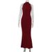 Women's Clothing Elegant Halter Neck Sleeveless Sequin Bodycon Dress For Women - Glamorous Evening Gown In Solid Red (Available In S/M/L/XL)_ecoleips.com