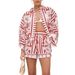 Women's Clothing Home Shorts Printed Cardigan Nine Point Sleeves Loose Bat Sleeve Shirt_ecoleips.com
