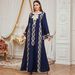 Women's Ethnic Style Long Robe Dress Floral Print Embroidered Fashionable Elegant Loose Fitting Evening Gown with Long Sleeves_ecoleips.com