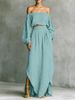 Women's Fashion Set Casual Off-Shoulder Top And Irregular Skirt Two-Piece Ensemble_ecoleips.com